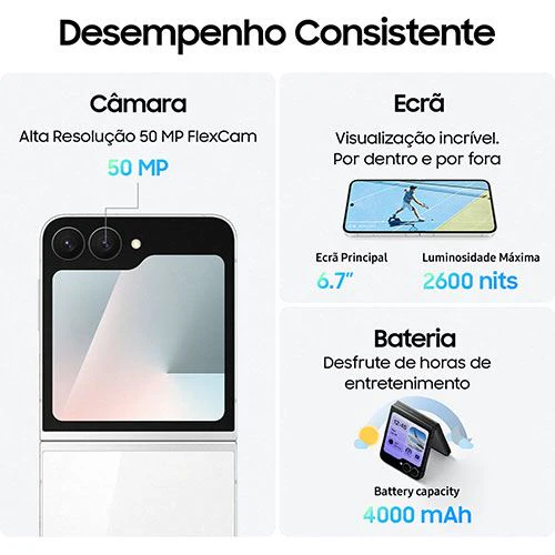 Samsung Galaxy Z Flip7 FE - 256GB - Branco - Image 4