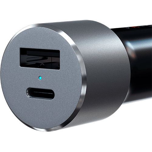 Adaptador de Carregador de Carro Satechi USB-C + USB-A | 72W | 12V / 24V - Cinzento espacial - Image 7