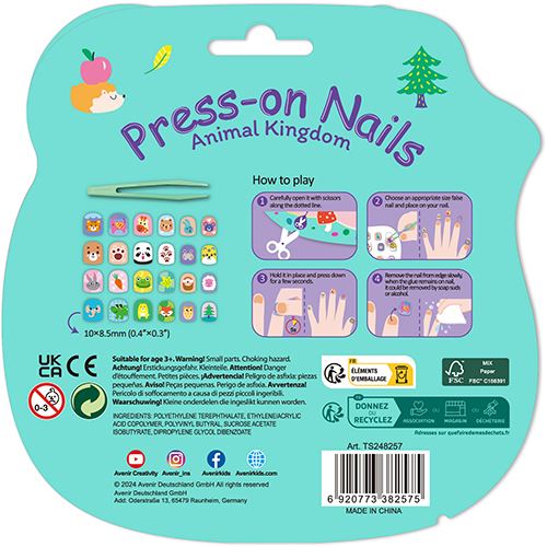 Set 24 Unhas Autocolantes - Press-On Nails: Animal Kingdom - Avenir | Sig Toys - Image 4