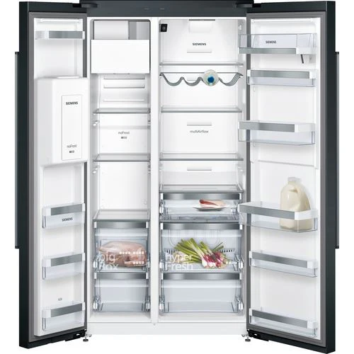 Frigorífico Americano Siemens KA92DHXFP | 178x91x73 cm | 376 L | F | Preto - Image 3