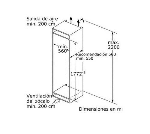 Frigorífico Encastrável Siemens KI81RAFE0 | 177,3x55,8x54,5 cm | 319 L | E | Branco - Image 3