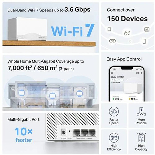 Sistema Wi-Fi Mercusys Halo H25BE BE3600 Dual-Band Wi-Fi 7 Gigabit Whole Home- 3 uni - Image 2