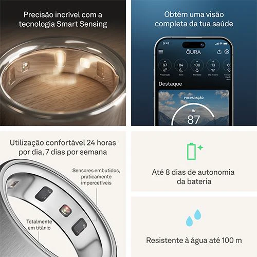 Smart Ring Oura Ring4 - Brushed Silver - Tamanho 13 - Image 7