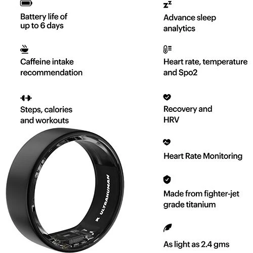 Smart Ring Ultrahuman Ring Air - Matte Grey -Tamanho 5 - Image 5