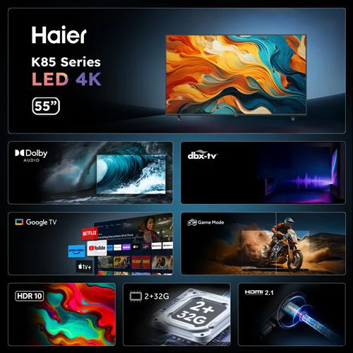 Smart TV Haier 55" LED UHD 4K H55K85FUX Google TV - 140cm - Image 2