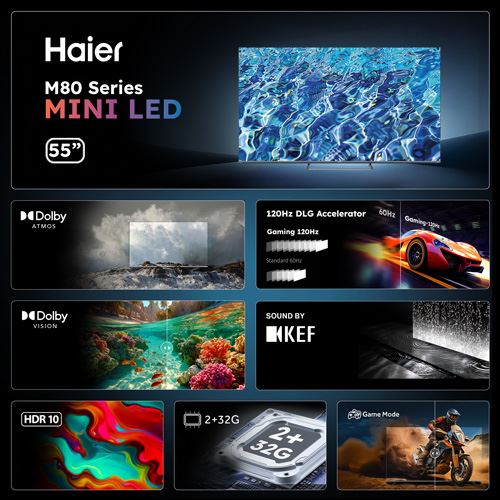 Smart TV Haier 55" Mini-LED UHD 4K H55M80FUX Google TV - 140cm - Image 2
