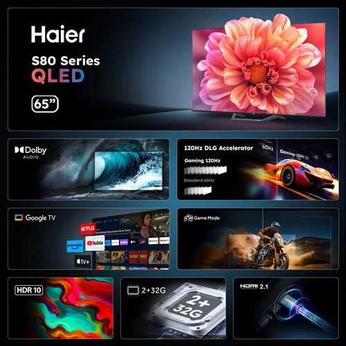 Smart TV Haier 65" QLED UHD 4K H65S80FUX Google TV - 165cm - Image 2
