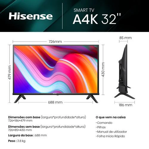 Smart TV Hisense 32" HD 32A4K - 81cm - Outlet - Grade A - Image 6
