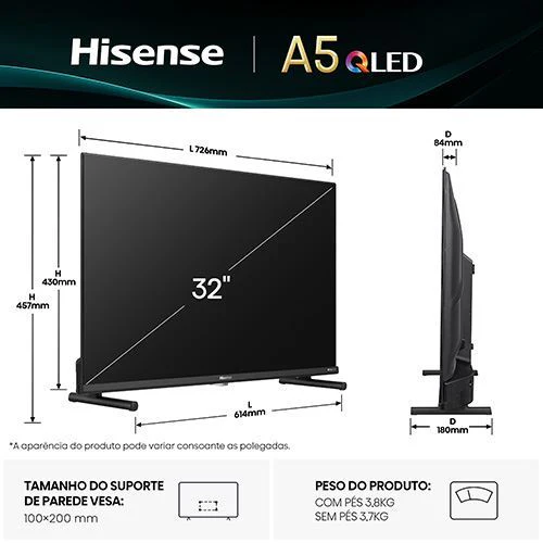 Smart TV Hisense 32" QLED FHD 32A5Q - 81cm - Outlet - Grade A - Image 10