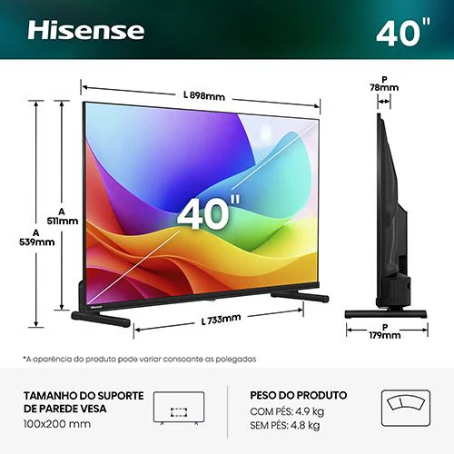 Smart TV Hisense 40" Hi QLED Full HD 40A5S - 101 cm - Image 2