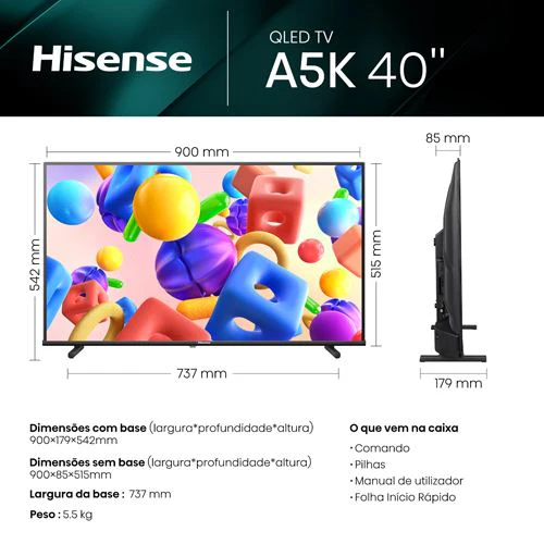 Smart TV Hisense 40" QLED FHD 40A5KQ 101cm - Image 8