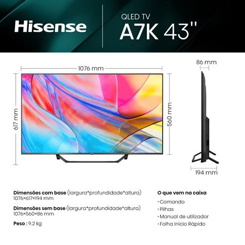 Smart TV Hisense 43" 4K UHD 43A7KQ - 109cm - Image 8