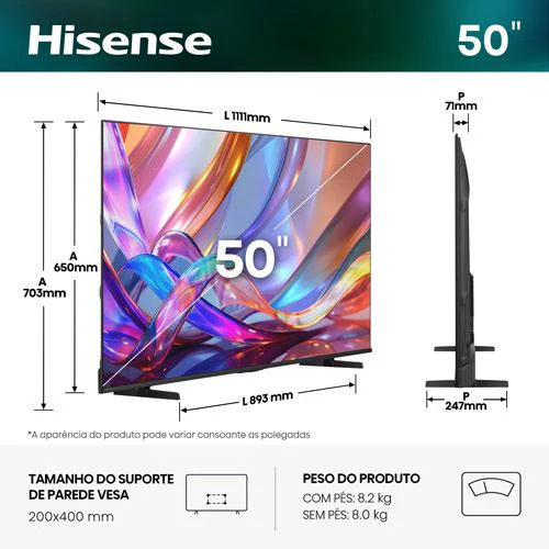 Smart TV Hisense 50" QLED UHD 4K 50E7S - 127cm - Image 2