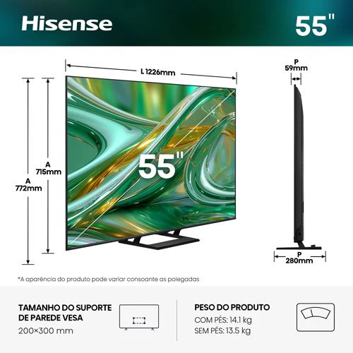Smart TV Hisense 55" Mini-LED Hi-QLED UHD 4K 55E8S - 140 cm - Image 2