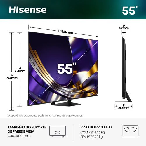 Smart TV Hisense 55" Mini LED Hi-QLED UHD 4K 55U7S PRO - 140 cm - Image 2