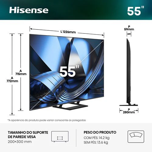 Smart TV Hisense 55" Mini LED Hi-QLED UHD 4K 55U7SE - 140 cm - Image 2