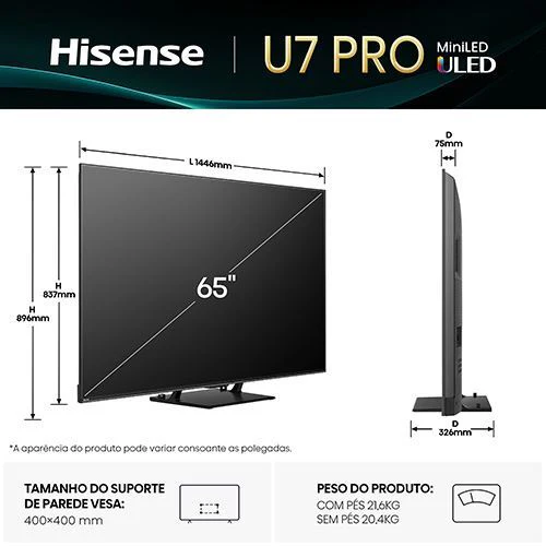 Smart TV Hisense 65" Mini-LED UHD 4K 65U7Q PRO - 165 cm - Outlet - Grade A - Image 12