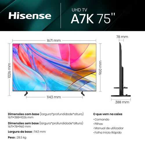 Smart TV Hisense 75" 4K UHD 75A7KQ - 190cm - Image 4
