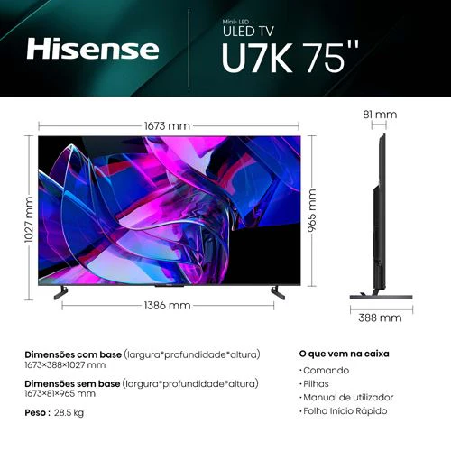 Smart TV Hisense 75" Mini LED UHD 4K 75U7KQ - 189cm - Image 9