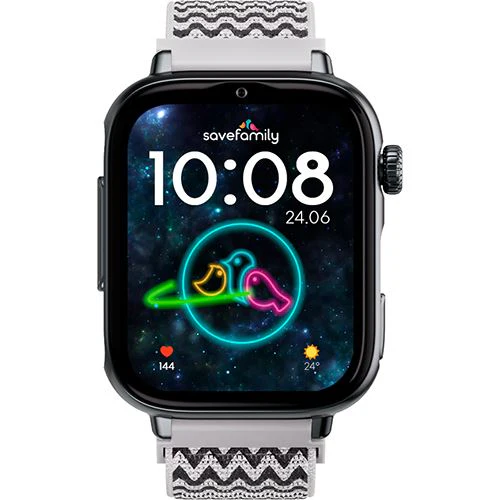 Smartwatch 4G para Criança Savefamily Savewatch Plus 2 - Silver Black/ Zigzag (Preto e Branco)