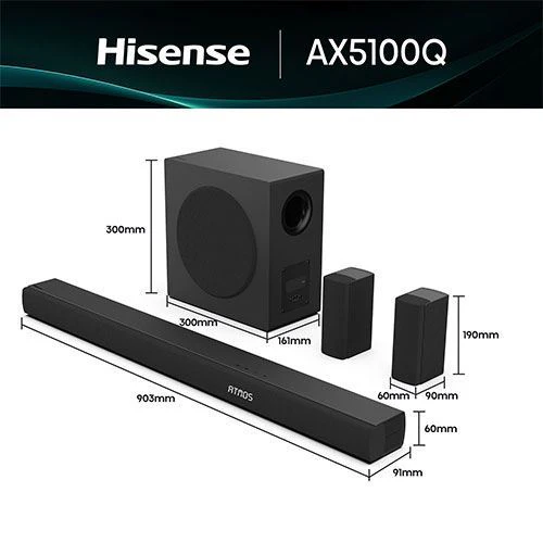 Soundbar Hisense 5.1 AX5100Q - Preto - Outlet - Grade A - Image 9