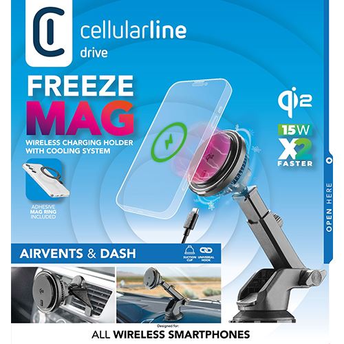 Suporte Magnético com Carregador Cellularline Drive Freeze Mag - Preto - Image 9