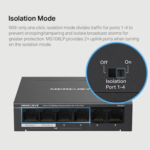 Switch Mercusys MS106LP 6 Portas 10/100Mbps  PoE+ - Image 7