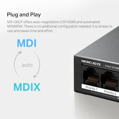 Switch Mercusys MS106LP 6 Portas 10/100Mbps  PoE+ - Image 9
