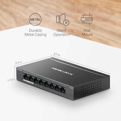 Switch Mercusys MS108GP 8 Portas Gigabit 10/100/1000Mbps PoE+ - Image 4