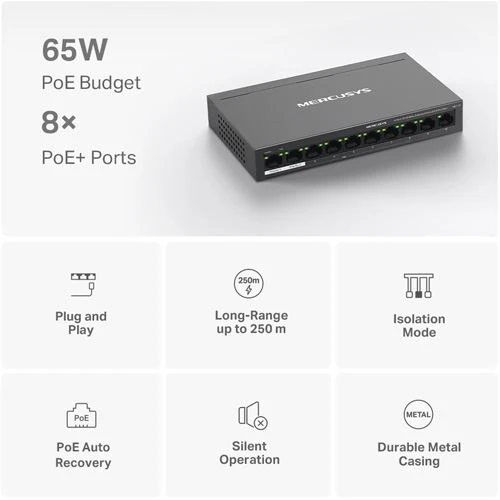 Switch Mercusys MS110P PoE+ 10 Portas 10/100Mbps - Image 4