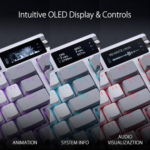 Teclado Gaming Mecânico Asus ROG Azoth RGB 75% Wireless/Bluetooth - ROG NX Switches - Layout US - Branco - Image 2