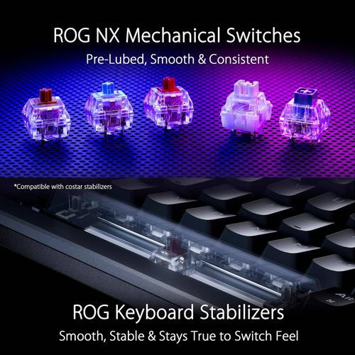 Teclado Gaming Mecânico Asus ROG Azoth RGB 75% Wireless/Bluetooth - ROG NX Switches - Layout US - Branco - Image 5