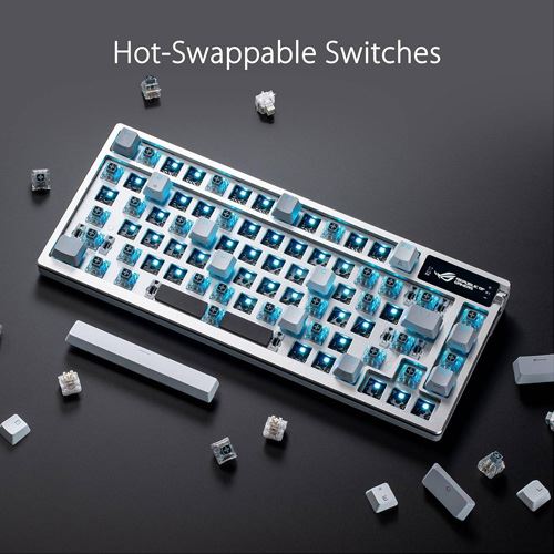 Teclado Gaming Mecânico Asus ROG Azoth RGB 75% Wireless/Bluetooth - ROG NX Switches - Layout US - Branco - Image 6