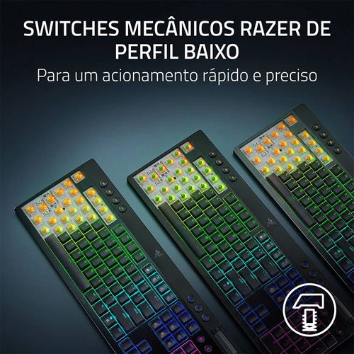 Teclado Gaming Mecânico Razer BlackWidow V4 Low-Profile HyperSpeed Wireless/Bluetooth - Green Switches - Layout US - Preto - Image 2