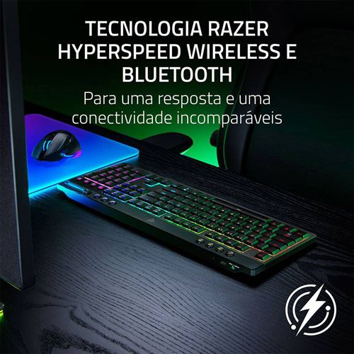 Teclado Gaming Mecânico Razer BlackWidow V4 Low-Profile HyperSpeed Wireless/Bluetooth - Yellow Switches - Layout US - Preto - Image 3