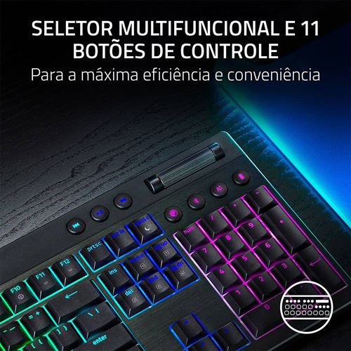Teclado Gaming Mecânico Razer BlackWidow V4 Low-Profile HyperSpeed Wireless/Bluetooth - Yellow Switches - Layout US - Preto - Image 4