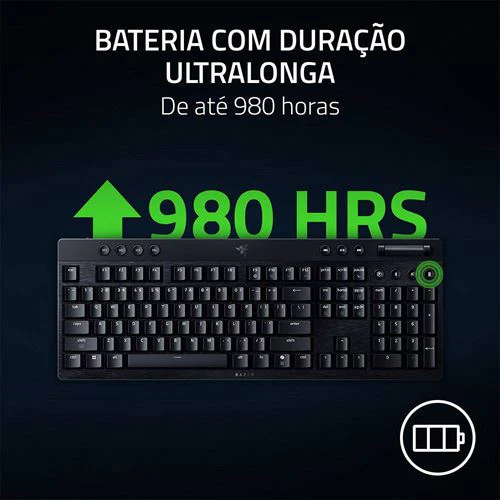 Teclado Gaming Mecânico Razer BlackWidow V4 Low-Profile HyperSpeed Wireless/Bluetooth - Yellow Switches - Layout US - Preto - Image 7