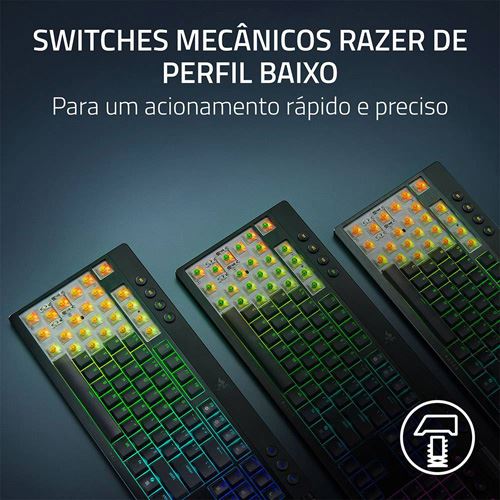 Teclado Gaming Mecânico Razer BlackWidow V4 Low-Profile Tenkeyless HyperSpeed Wireless/Bluetooth - Green Switches - Layout US - Preto - Image 2