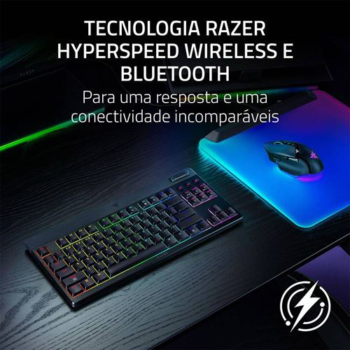Teclado Gaming Mecânico Razer BlackWidow V4 Low-Profile Tenkeyless HyperSpeed Wireless/Bluetooth - Green Switches - Layout US - Preto - Image 3