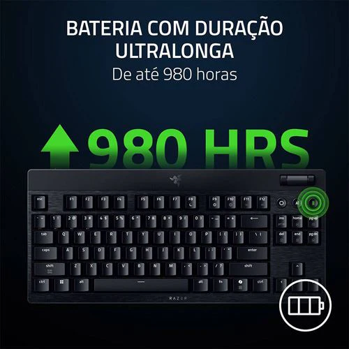 Teclado Gaming Mecânico Razer BlackWidow V4 Low-Profile Tenkeyless HyperSpeed Wireless/Bluetooth - Green Switches - Layout US - Preto - Image 7
