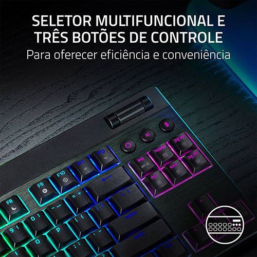 Teclado Gaming Mecânico Razer BlackWidow V4 Low-Profile Tenkeyless HyperSpeed Wireless/Bluetooth - Orange Switches - Layout US - Preto - Image 4