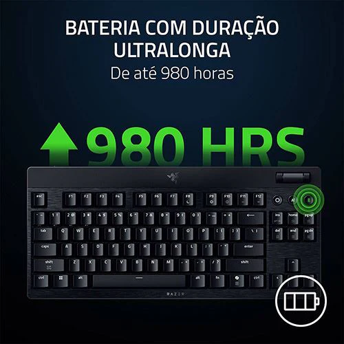 Teclado Gaming Mecânico Razer BlackWidow V4 Low-Profile Tenkeyless HyperSpeed Wireless/Bluetooth - Orange Switches - Layout US - Preto - Image 7