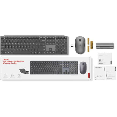 Teclado + Rato Lenovo 700 Modern Multi-Device Combo Wireless/Bluetooth PT - Cinzento - Image 8