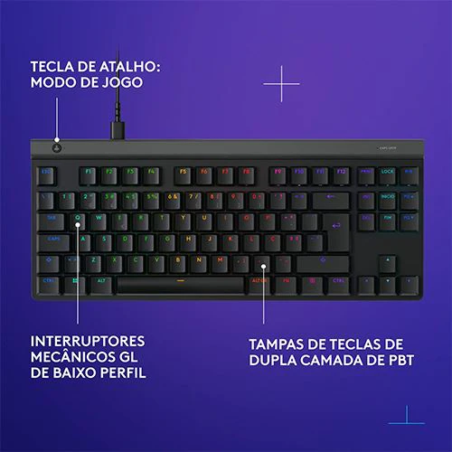 Teclado Wired Logitech G515 Lightspeed TKL RGB PT - Preto - Image 7