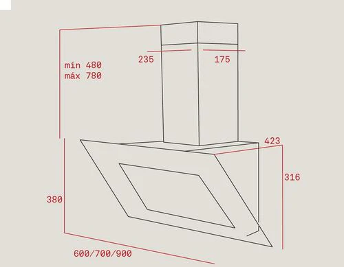 Exaustor de Parede Teka DVT 785 | 70x42,3 cm | 786 m³/h | A | Preto - Image 2
