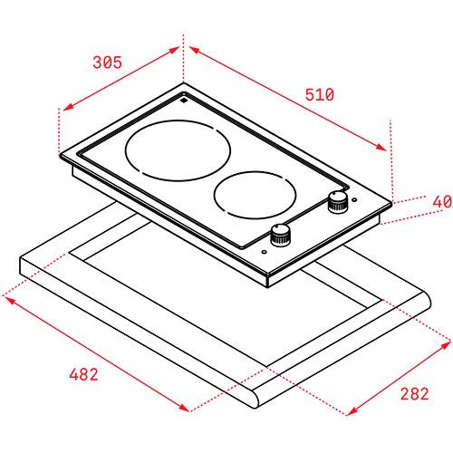 Placa Vitrocerâmica Teka EFX 30.1 2H | 30 cm | 2 Zonas | Inox - Image 2