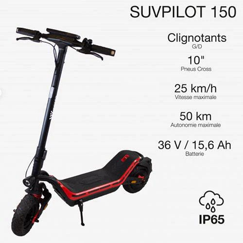 Trotinete Electrica Wispeed SuvPilot 150 - 500W - Preto | Vermelho - Image 3