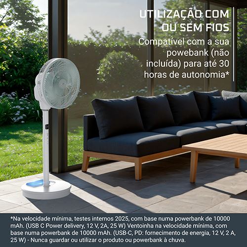 Ventoinha de Pé Rowenta QV5050F0 Turbo Silence Compact 3D Nomad | 20 W - Branco - Image 6