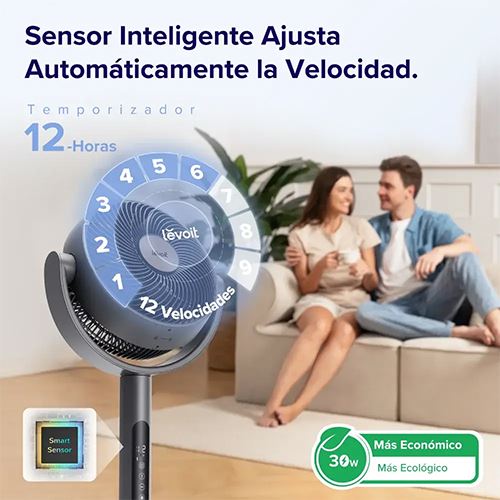 Ventoinha de Pé Levoit Pedestal Air Circulator | 30 W - Cinzento - Image 4