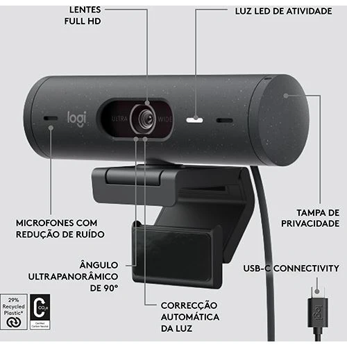 Webcam Logitech Brio 500 - FHD - Grafite - Image 7